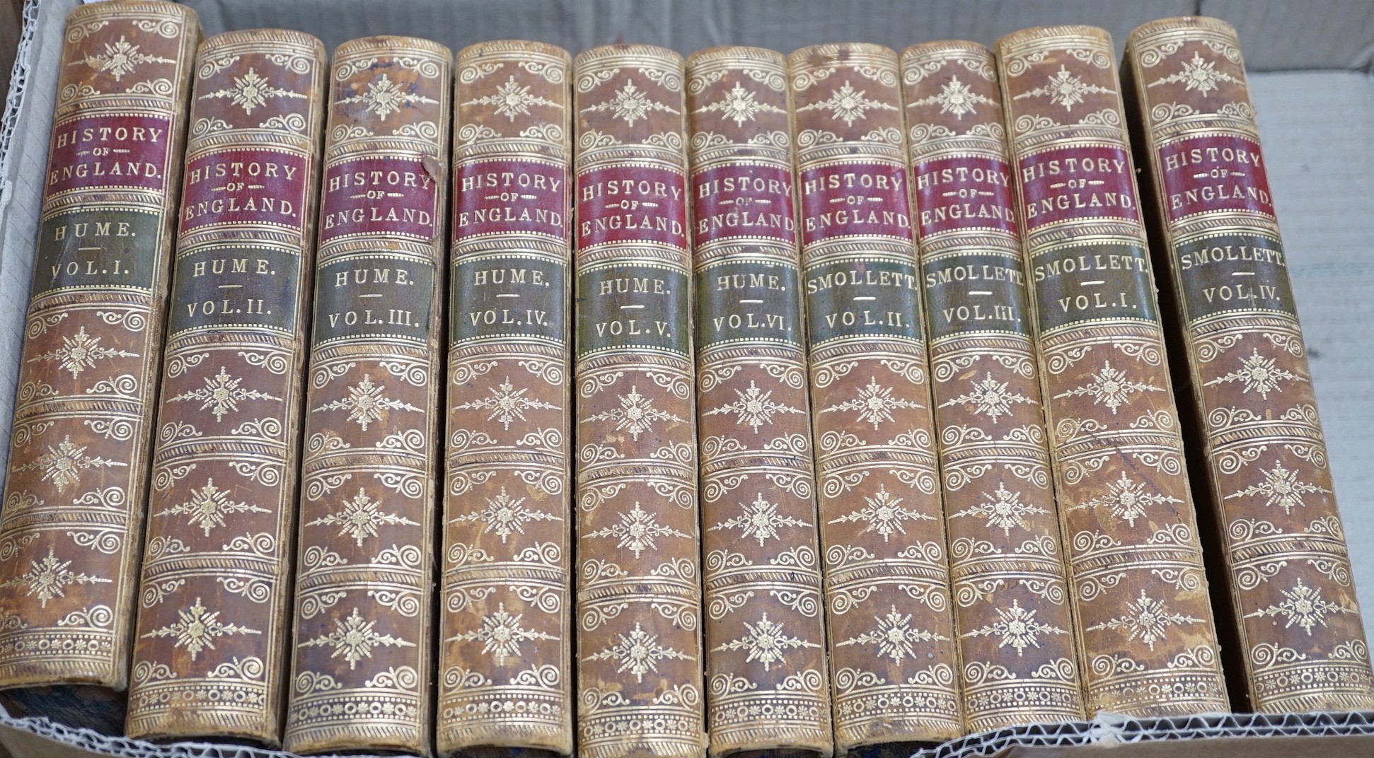 Hume, David - The History of England ... new edition, 6 vols. portrait frontis.; together with Smollet, Thomas - The History of England ... designed as a continuation of Mr Hume's History.